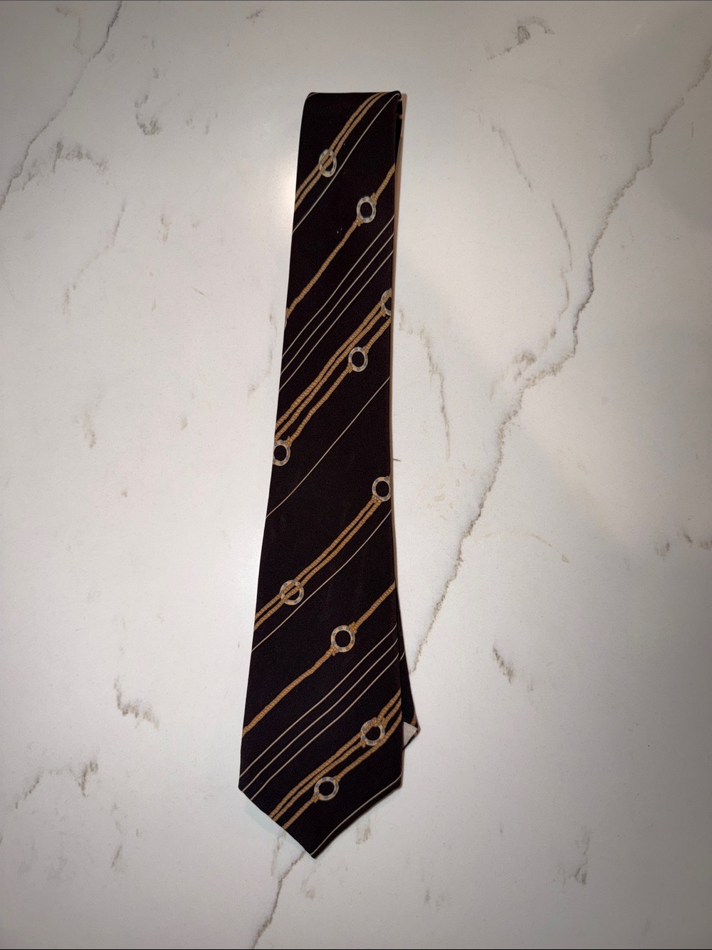 Classic Black and Gold Diagonal Pattern Men's Tie